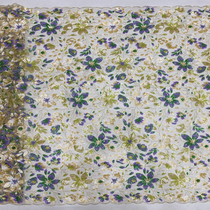 Botanical Multicolor Sequin Embroidery Fabric — fabric photo 4