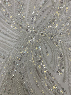 Heavy Bugle & Foam Bead Sequin Embroidery Fabric — fabric photo 5