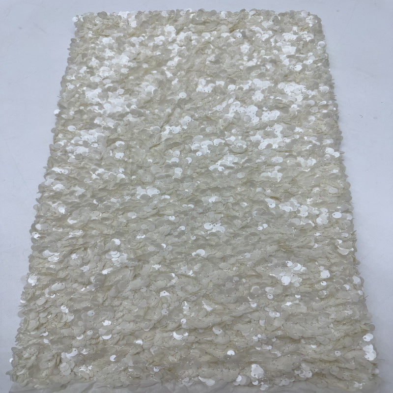 Heavy 5/7/9 mm Sequin Embroidered Bridal Fabric — fabric photo 3