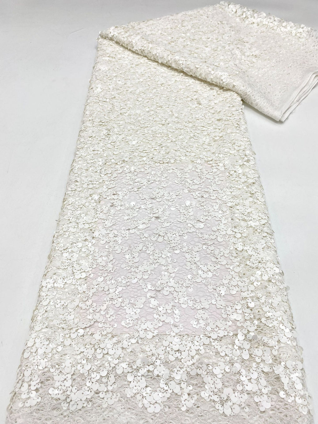 Multi-Size Sequin Embroidered Lace Fabric — fabric photo 6