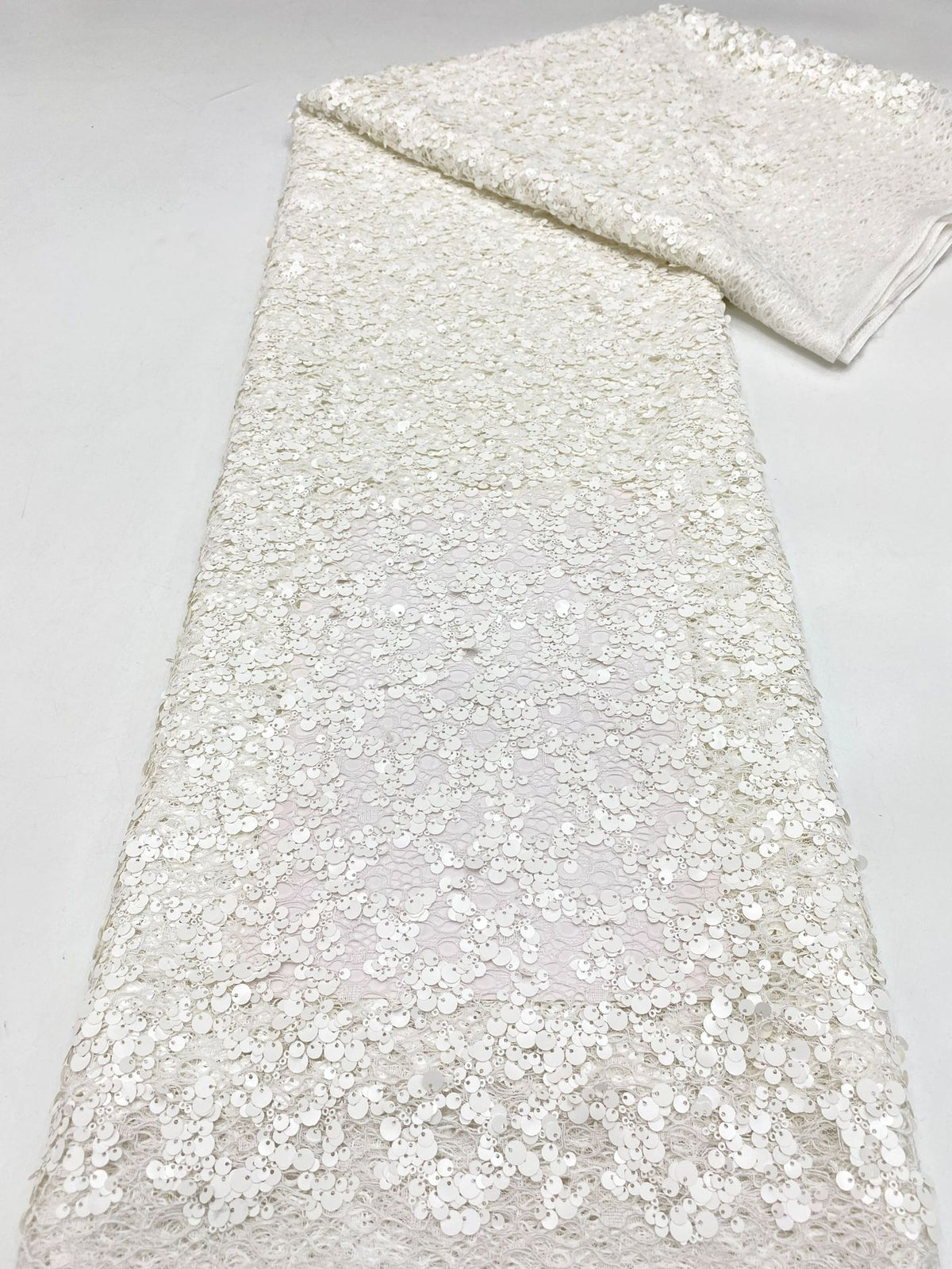Multi-Size Sequin Embroidered Lace Fabric — fabric photo 6