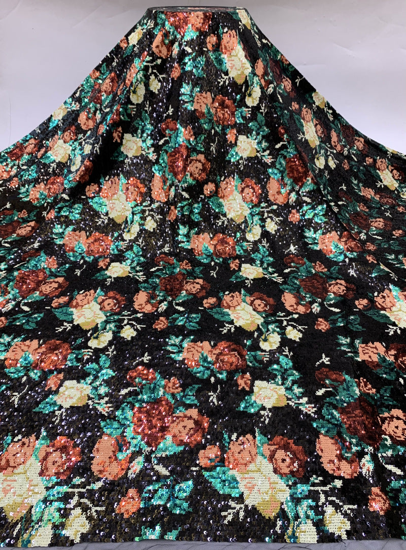 Rose Petal Sequin Embroidery Fabric for Evening Dresses — fabric photo 6