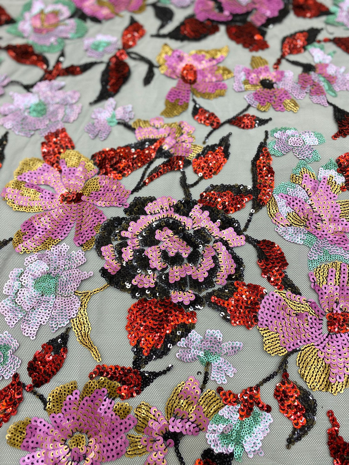 Botanical Laminated Sequin Embroidered Fabric — fabric photo 4