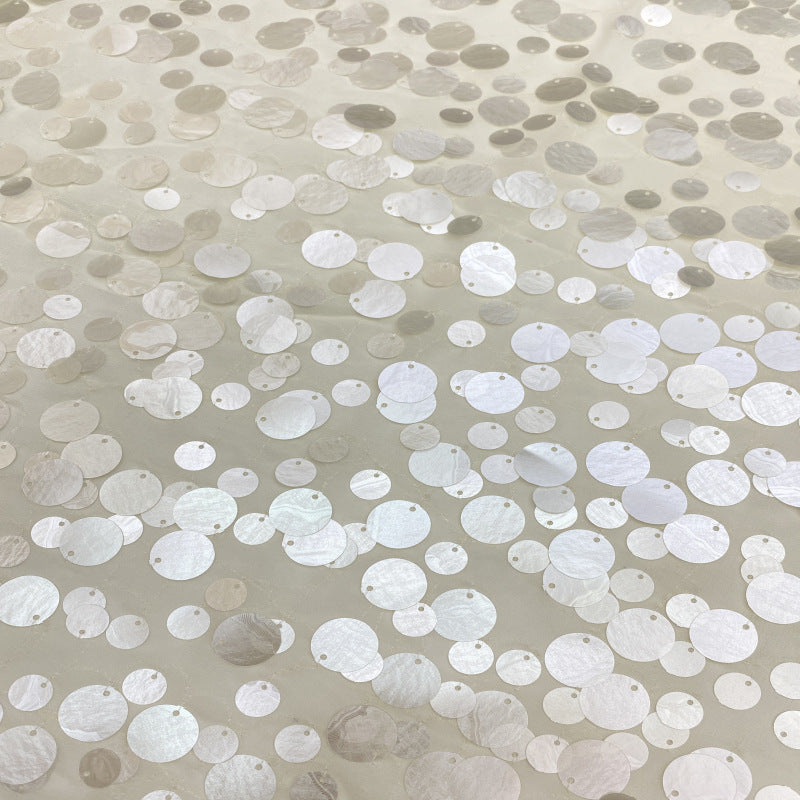 Chiffon with 12mm & 18mm Sequin Embroidery — fabric photo 2