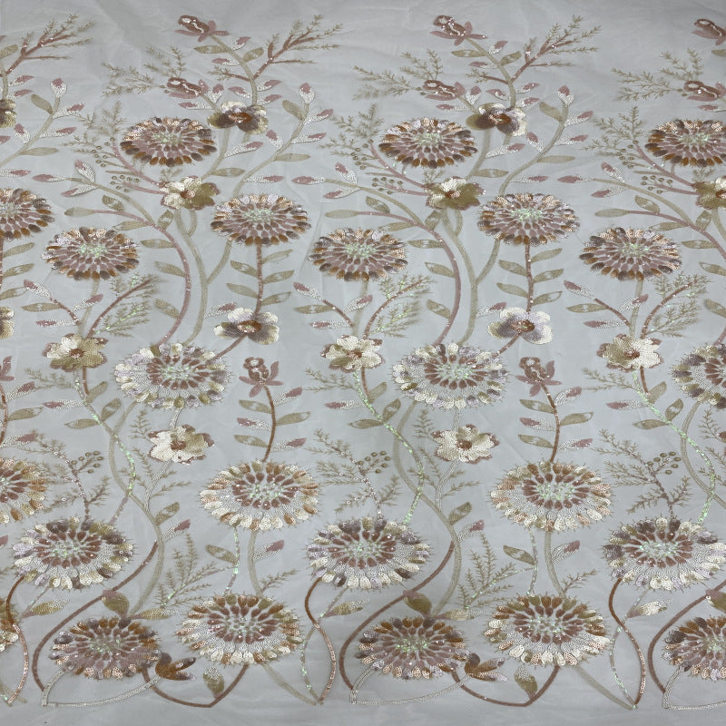 Dandelion Colorful Sequin Embroidery Fabric — fabric photo 5
