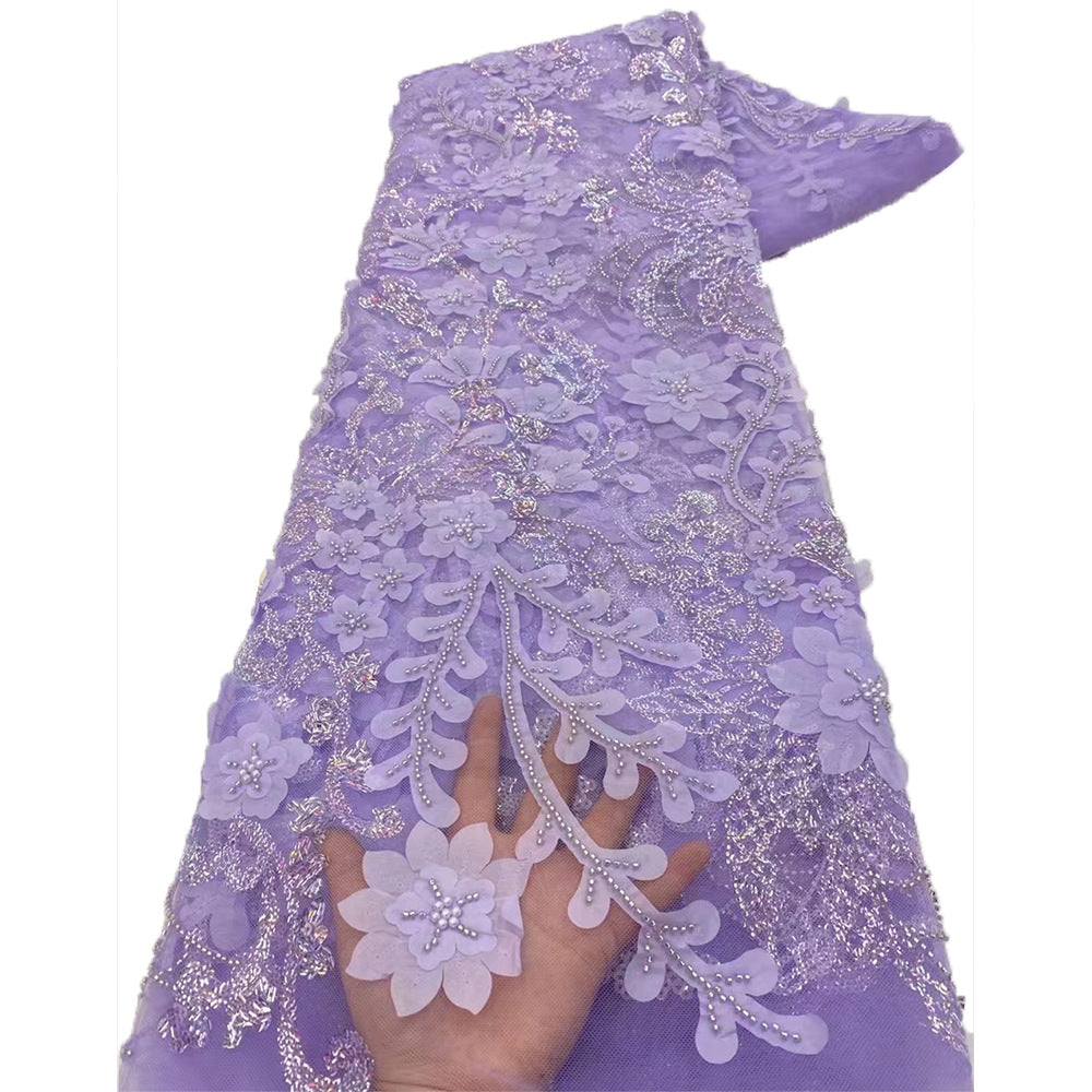 Bugle Bead Sequin Embroidered Mesh Lace