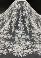 Symmetrical Botanical Beaded Sequin Lace Fabric — fabric photo 6