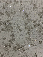 Heavy 3/7 mm Sequin & Triple-Bead Embroidered Bridal Fabric – Design 12735