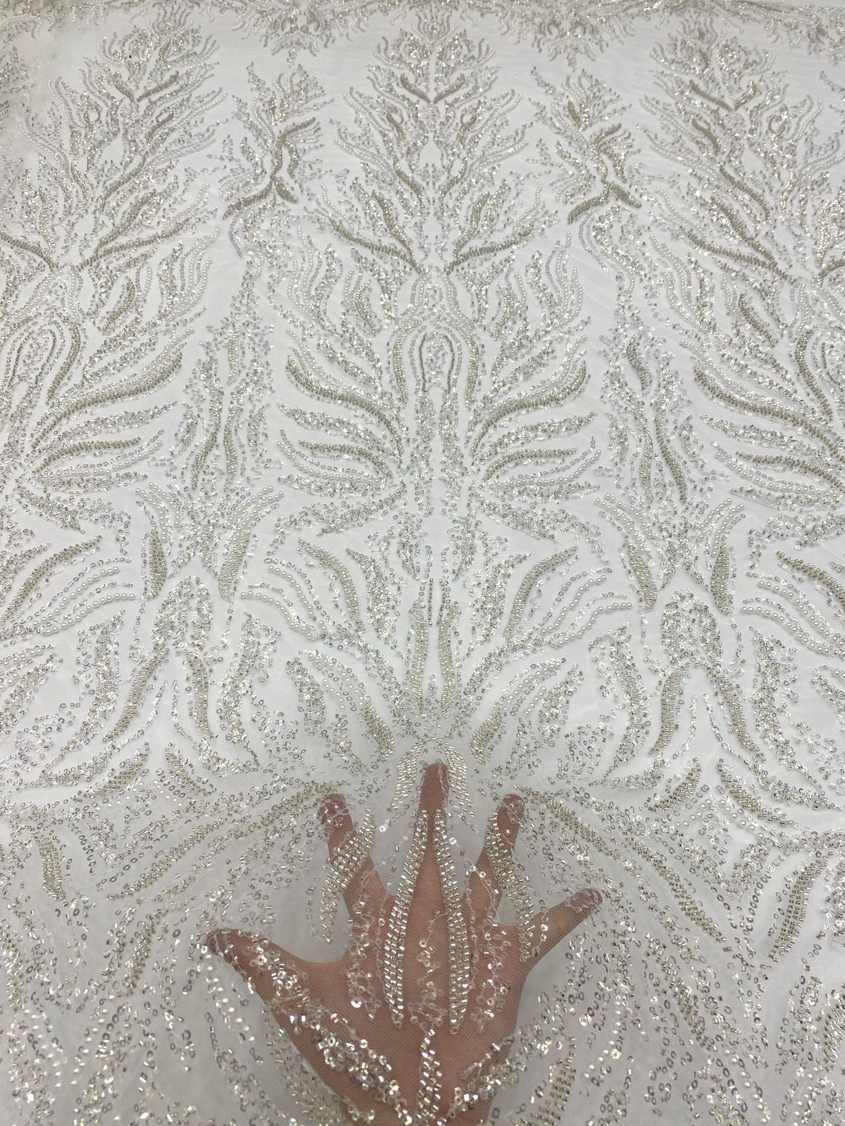 Foam Bead Crystal Sequin Embroidery Fabric — fabric photo 4