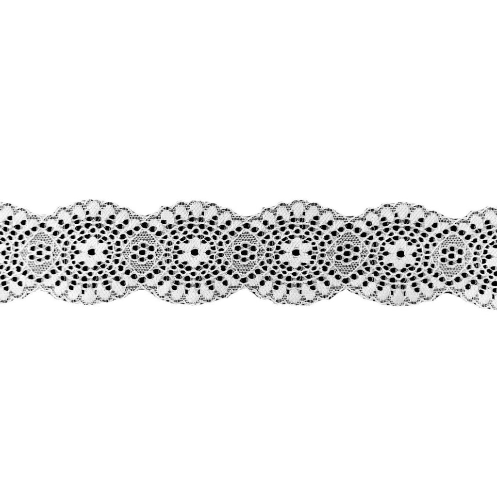 Ditsy Floral Double-Scallop Corded Nylon Lace Trim 4 cm — fabric photo 3