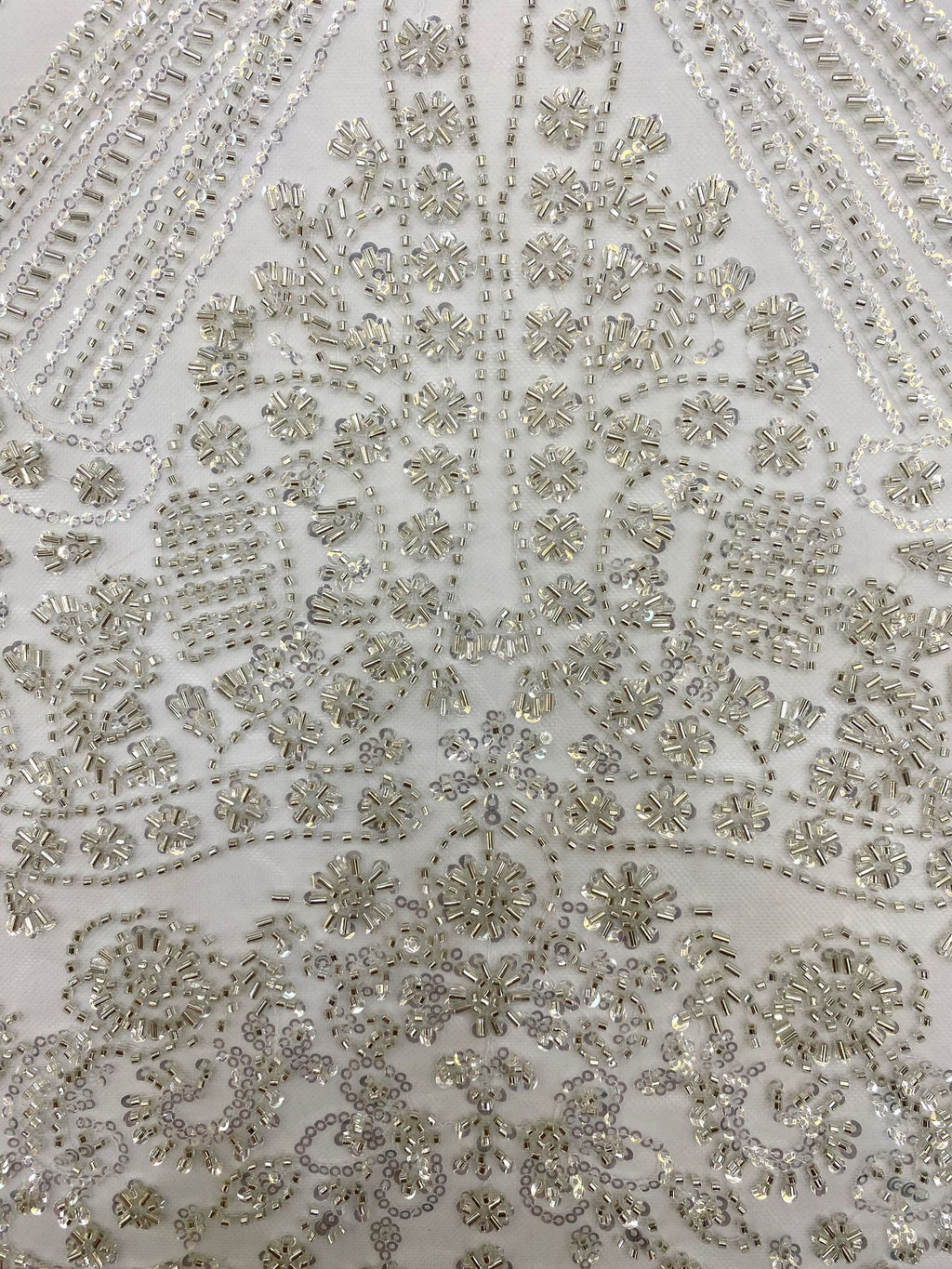 Bugle Bead & 3/4mm Crystal Sequin Bridal Fabric — fabric photo 5
