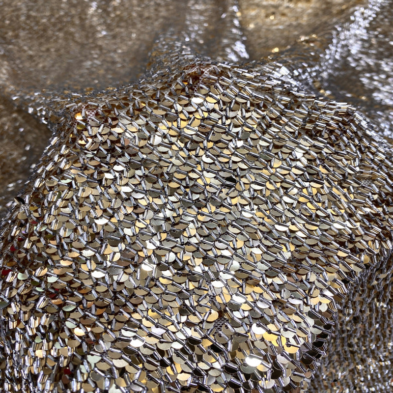 5mm Rolled Sequin Embroidered Stretch Mesh — fabric photo 4