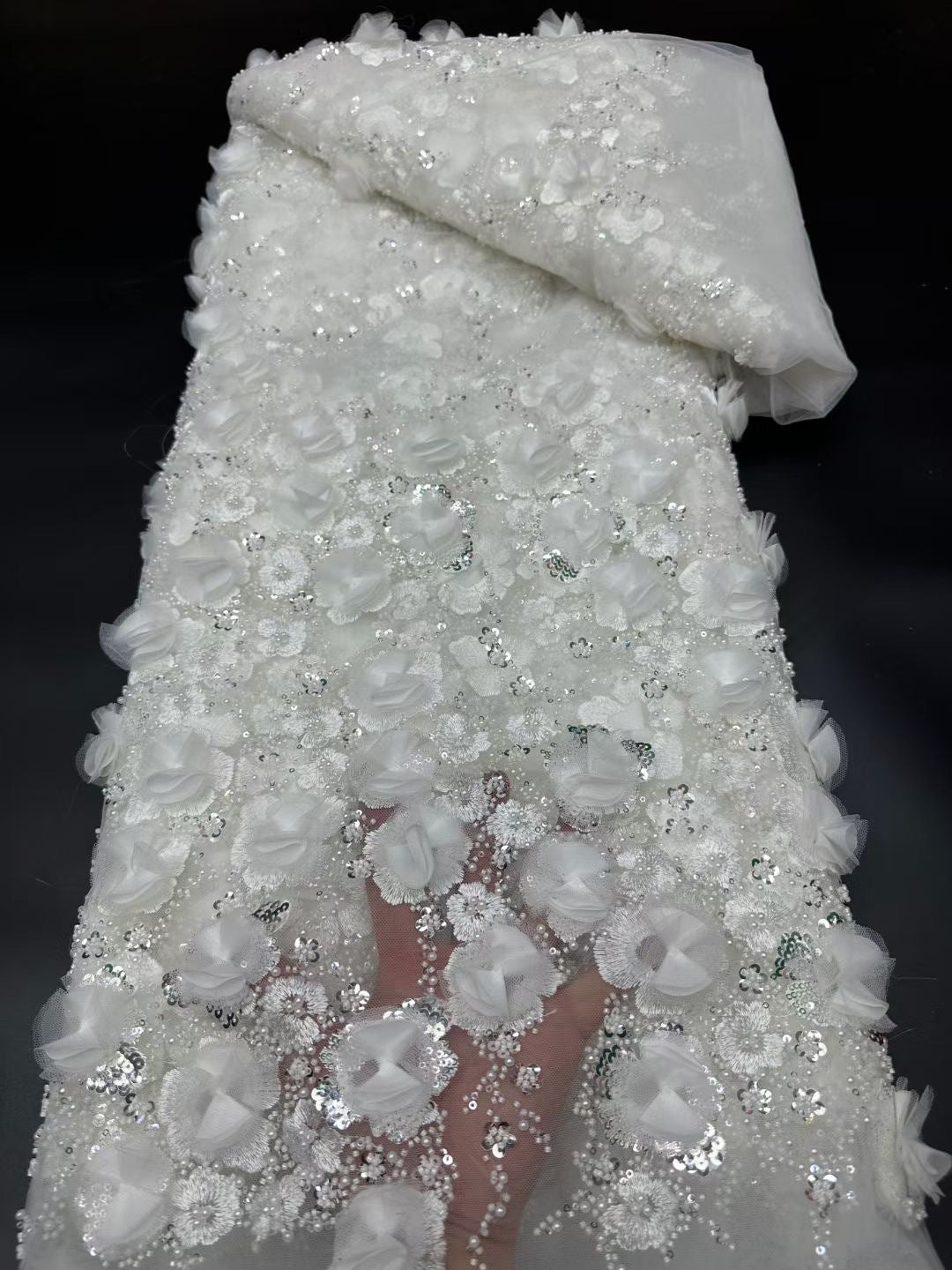 Sequin & Appliqué Bridal Fabric — fabric photo 6