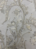3D Floral Foam Bead Sequin Bridal Gown Fabric — fabric photo 5