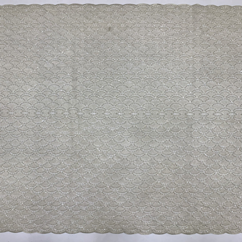 Sequin & Silver-Thread Embroidered Bridal Fabric – Design 09951 — fabric photo 5