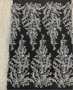 3D 3/7 mm Sequin & White-Core Bead Embroidered Bridal Fabric – Design 50591