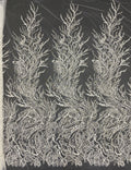 Floral Double Bead & 3/4mm Sequin Wedding Fabric — fabric photo 6