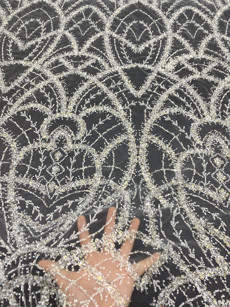 Heavy Bead Foam Sequin Embroidered Fabric