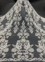 Symmetrical Bugle and Foam Bead Sequin Fabric
