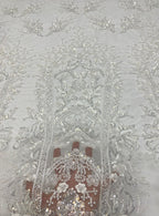 Heavy Bugle Foam Bead Sequin Wedding Fabric — fabric photo 4