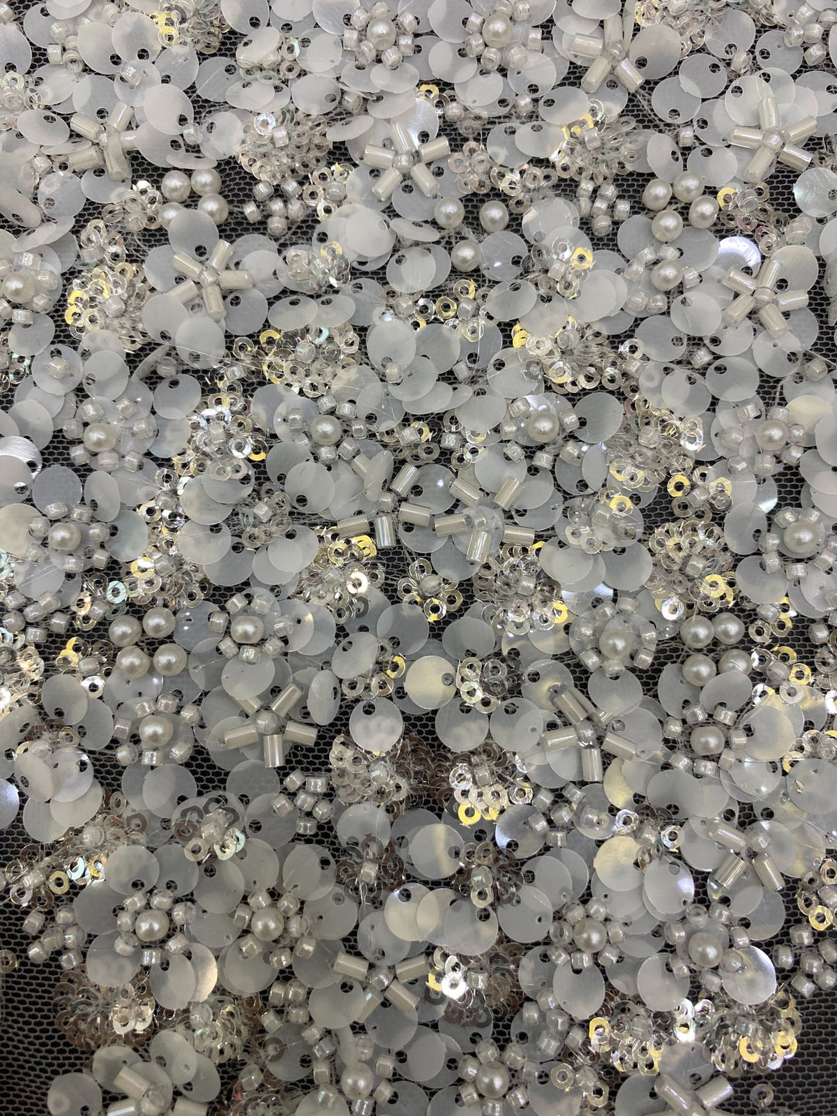 Sequin & Bugle-Bead Embroidered Bridal Fabric – Design 29151 — fabric photo 3