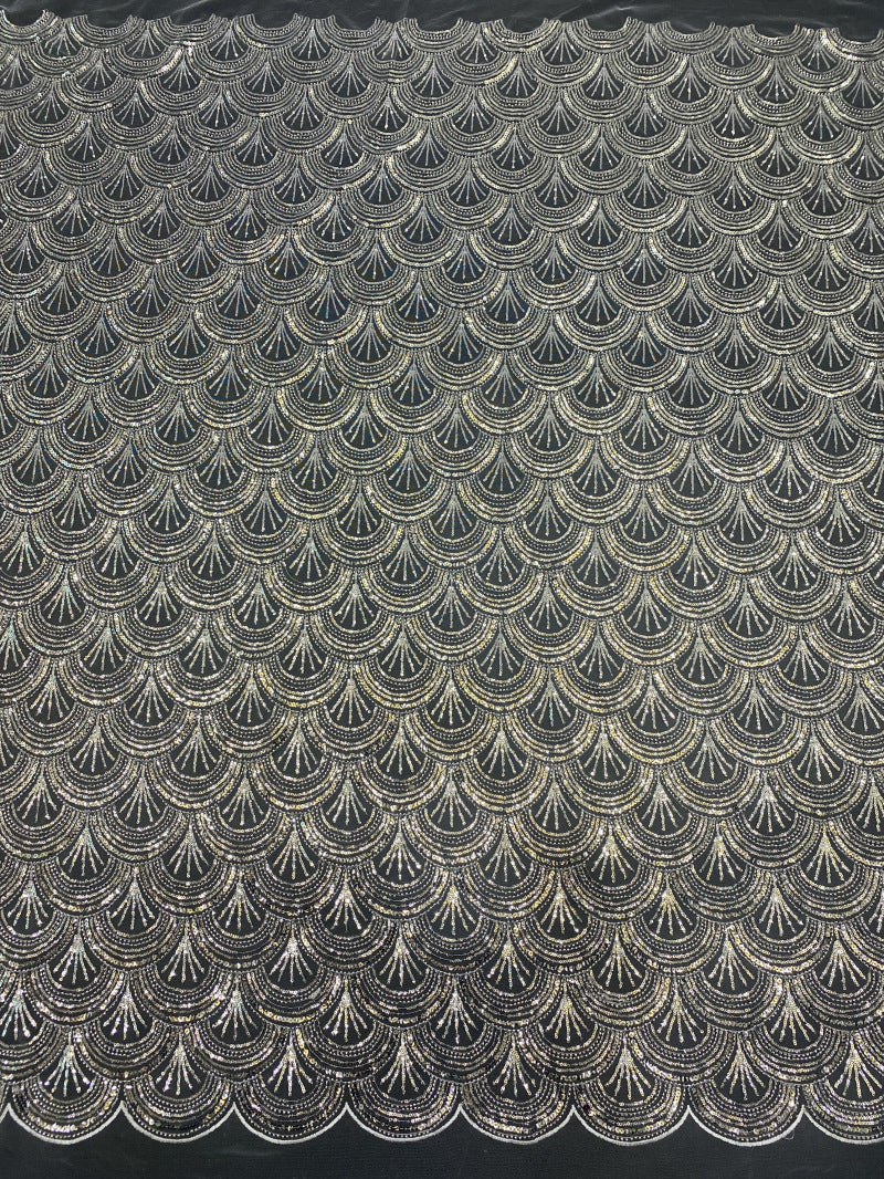 Silver Bead & 3/5mm Crystal Sequin Fabric — fabric photo 6
