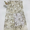 7/9 mm Sequin & Silver-Bead Embroidered Tulle Mesh Fabric — fabric photo 6