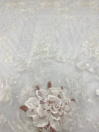 Silver Bead and Crystal Sequin Embroidery Fabric — fabric photo 4