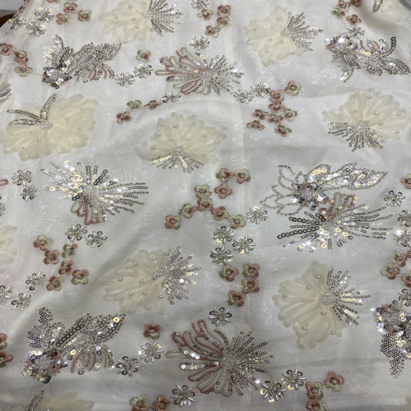 Fine Mesh Multi-Technique Bead and Sequin Embroidery Fabric — fabric photo 5