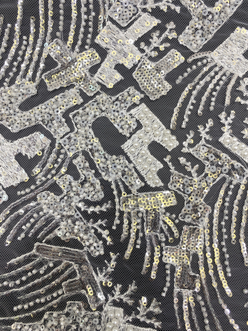 Foam Bead Sequin Embroidery Fabric for Evening Gowns — fabric photo 3