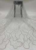 Linear Bugle and Silver Bead Embroidery with 3/5 mm Sequins — fabric photo 6