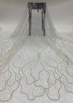 Linear Bugle and Silver Bead Embroidery with 3/5 mm Sequins — fabric photo 6