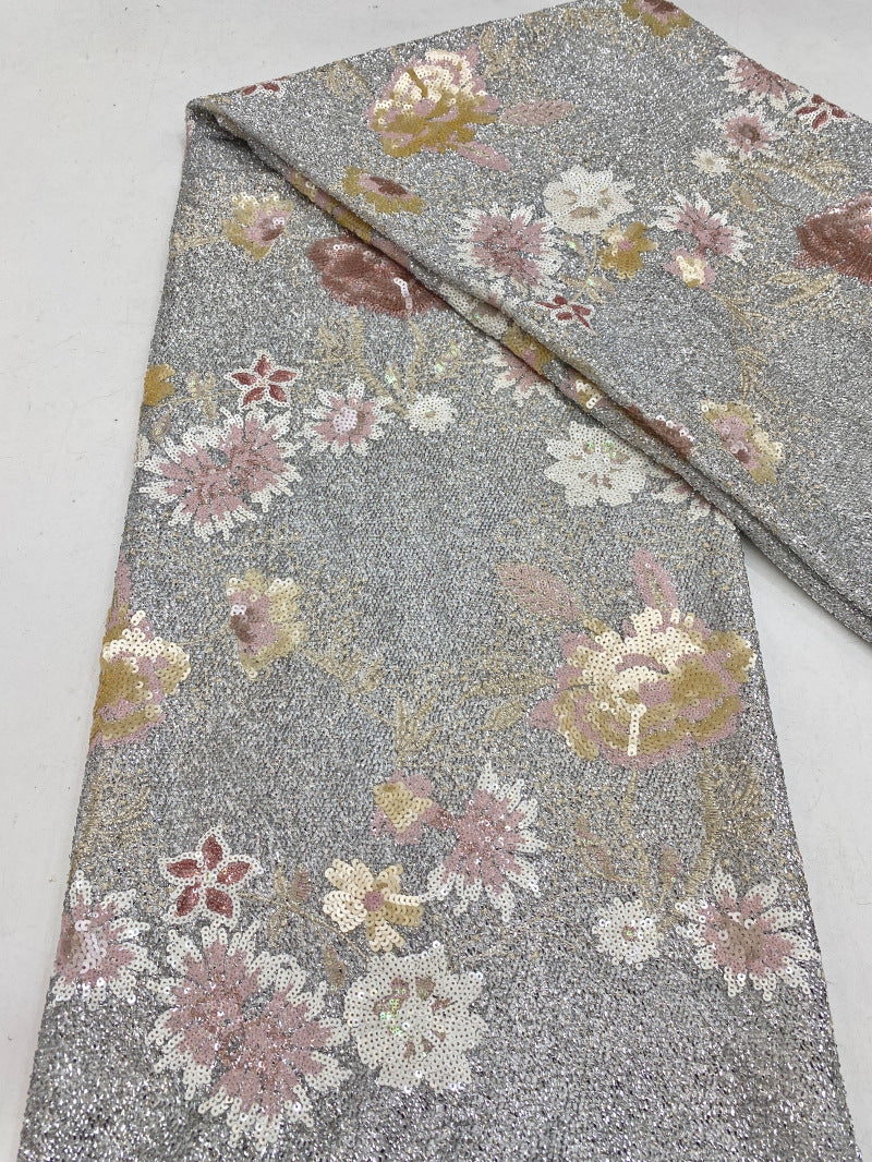 Multicolor Sequin Embroidered Bridal Fabric – Design 64511 — fabric photo 6