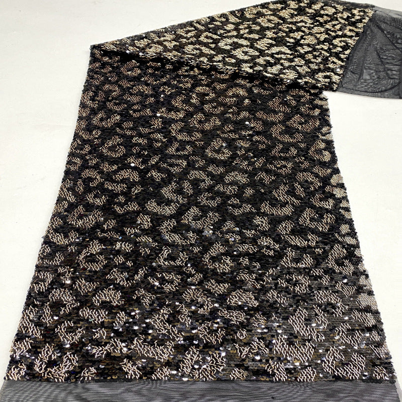 Leopard Print 5mm Rolled Sequin Fabric