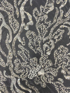 Silver Thread Foam Bead & Sequin Embroidery Fabric — fabric photo 3