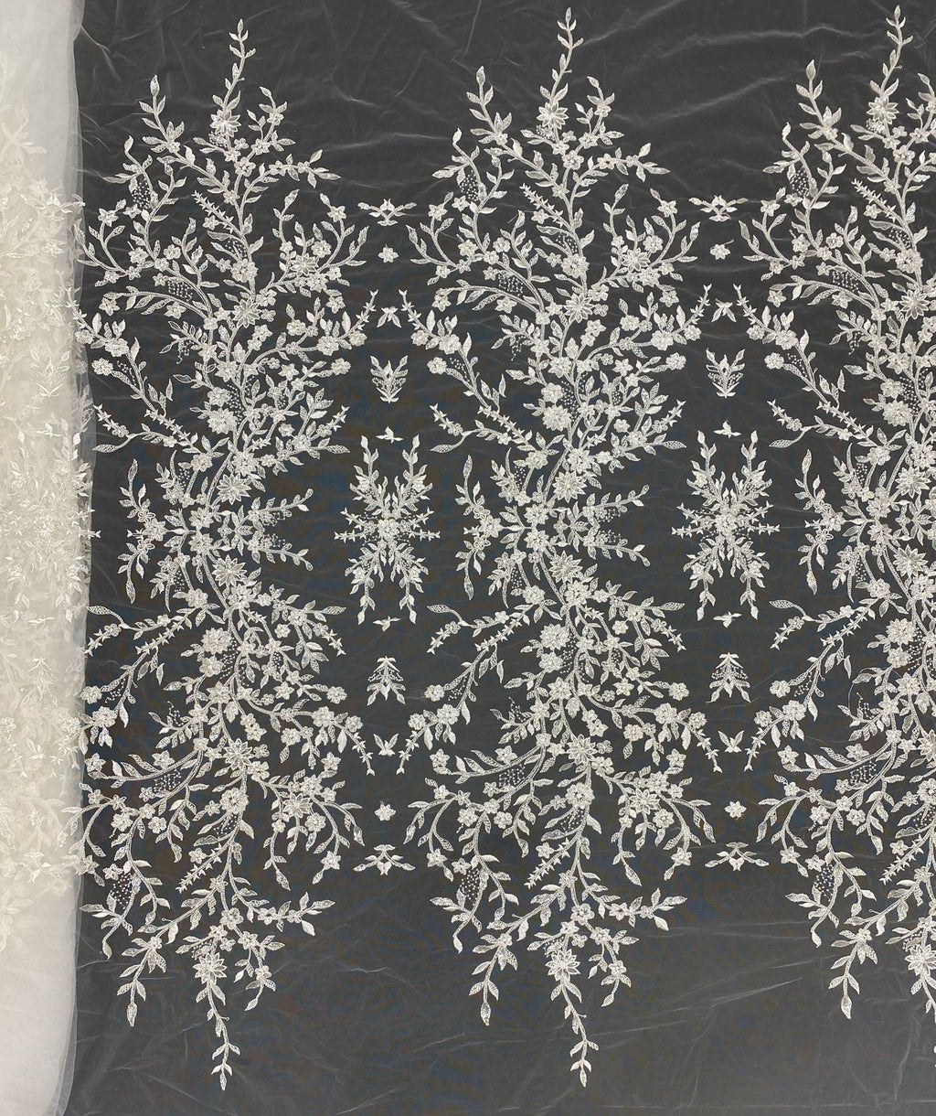 Botanical Sequin Embroidered Bridal Fabric – Design 52351 — fabric photo 6