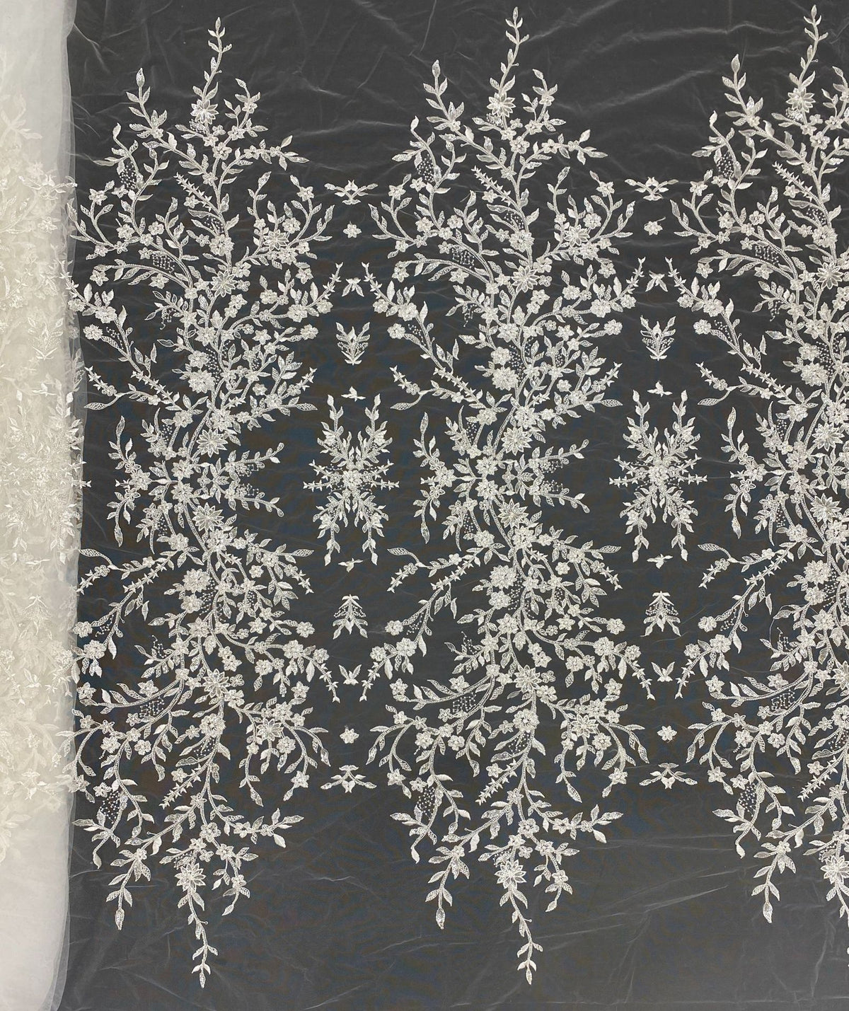 Botanical Sequin Embroidered Bridal Fabric – Design 52351 — fabric photo 6