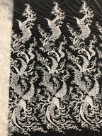 Modern White Bridal Bead & 2/4 mm Sequin Fabric