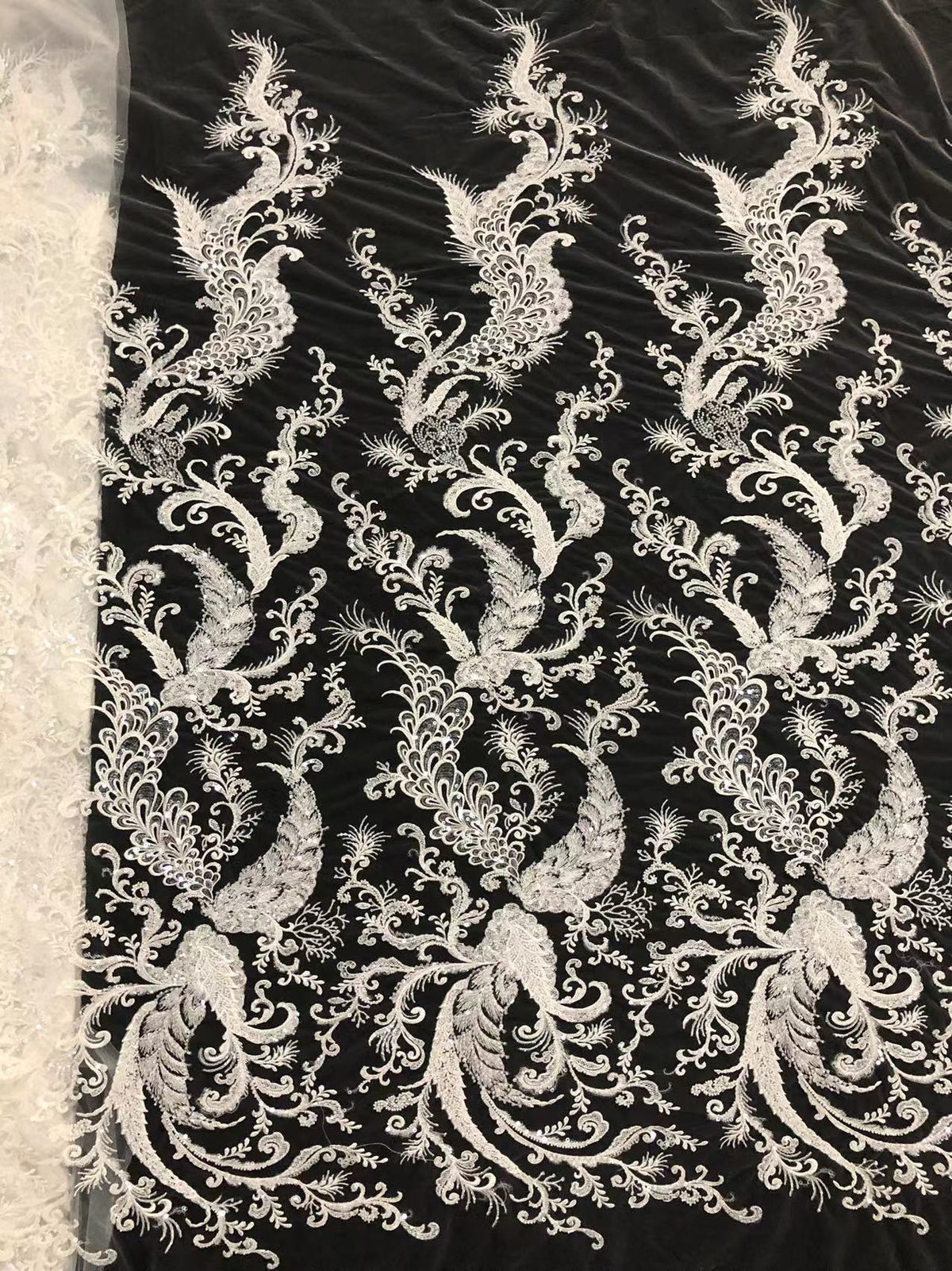 Modern White Bridal Bead & 2/4 mm Sequin Fabric