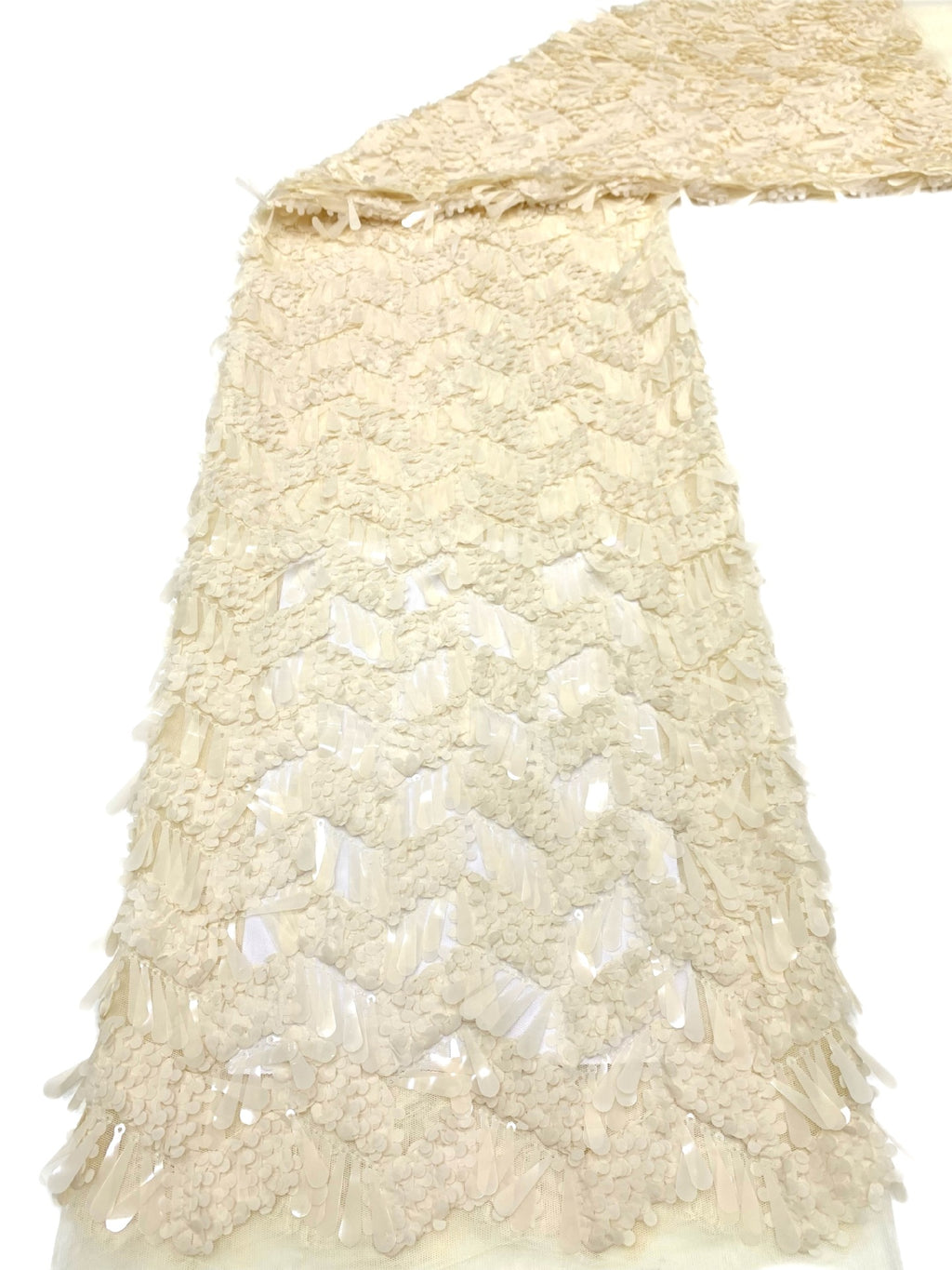 Sequin & Cordwork Embroidered Tulle Mesh Fabric — fabric photo 3