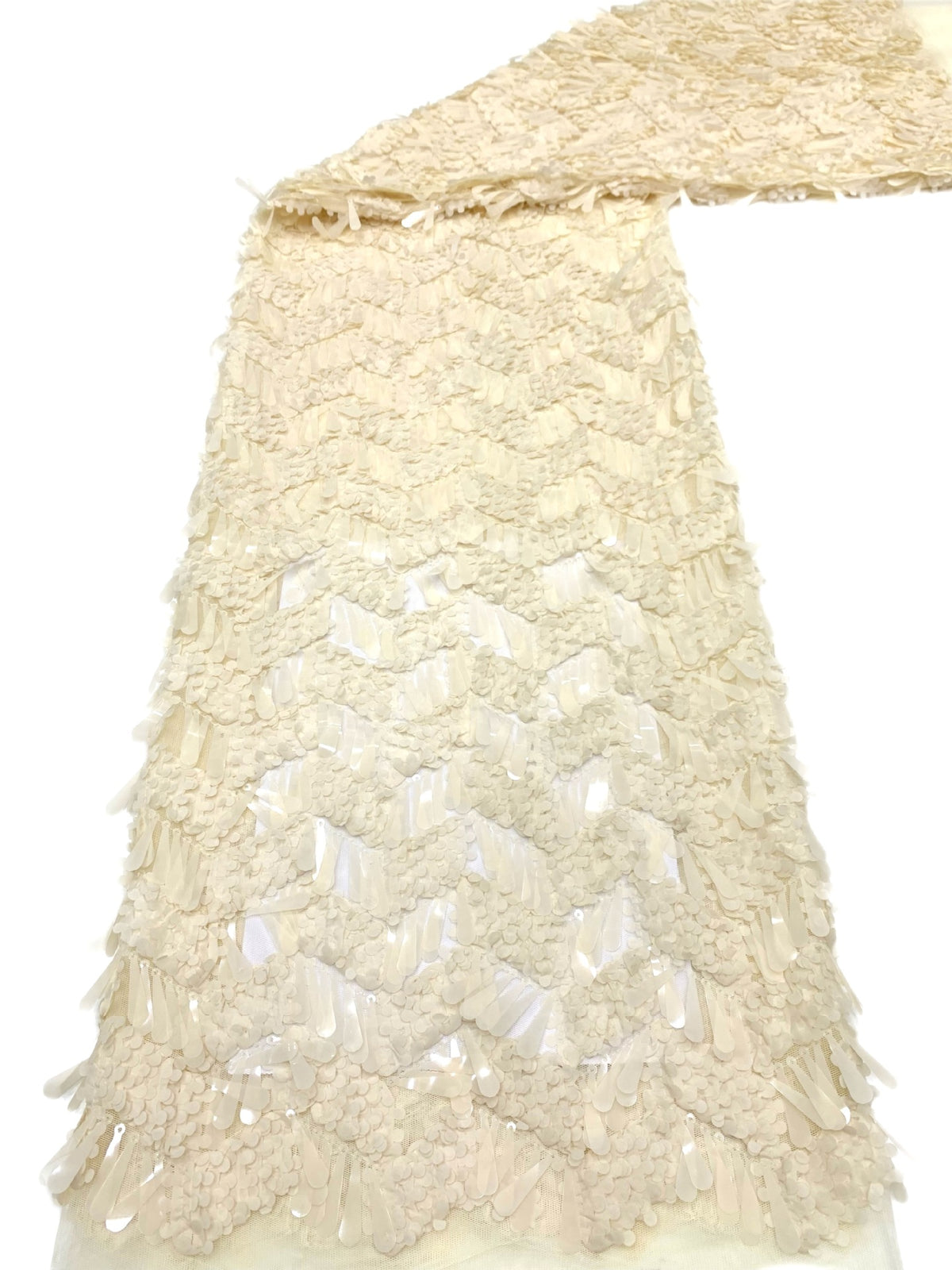 Sequin & Cordwork Embroidered Tulle Mesh Fabric — fabric photo 3