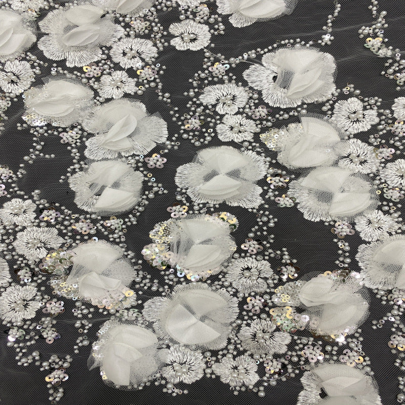 Sequin & Appliqué Bridal Fabric — fabric photo 3