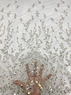Plant Motif Foam Bead Sequin Embroidered Fabric — fabric photo 4