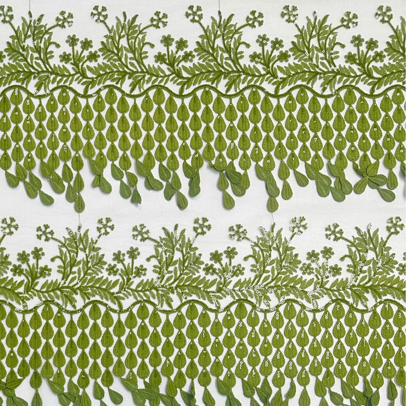 Leaf Embroidered Lace Fabric