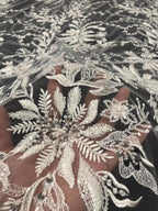 White-Core Bead & 3/7 mm Sequin Embroidered Fabric — fabric photo 5