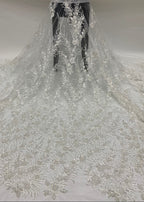 Fine 2/4 mm Crystal-Look Sequin Embroidered Bridal Fabric — fabric photo 6