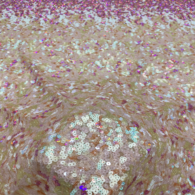 Multicolor 3/5/7 mm Sequin Embroidered Bridal Fabric – Design 72095 — fabric photo 4