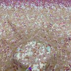 Multicolor 3/5/7 mm Sequin Embroidered Bridal Fabric – Design 72095 — fabric photo 4