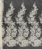 Floral Bead & 4mm Sequin Embroidery Fabric — fabric photo 6