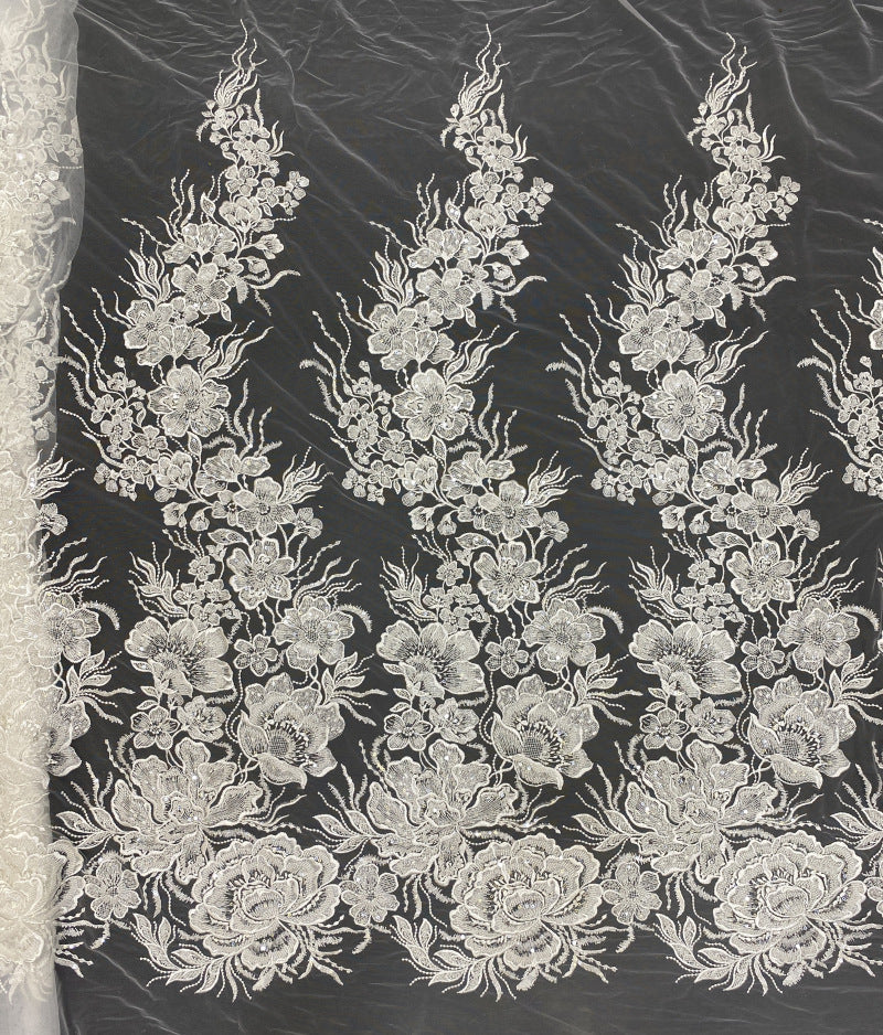 Floral Bead & 4mm Sequin Embroidery Fabric — fabric photo 6